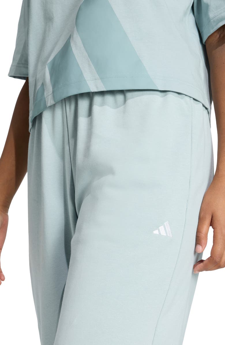 adidas Loose Fit French Terry Joggers, Alternate, color, Wonder Sage/ White