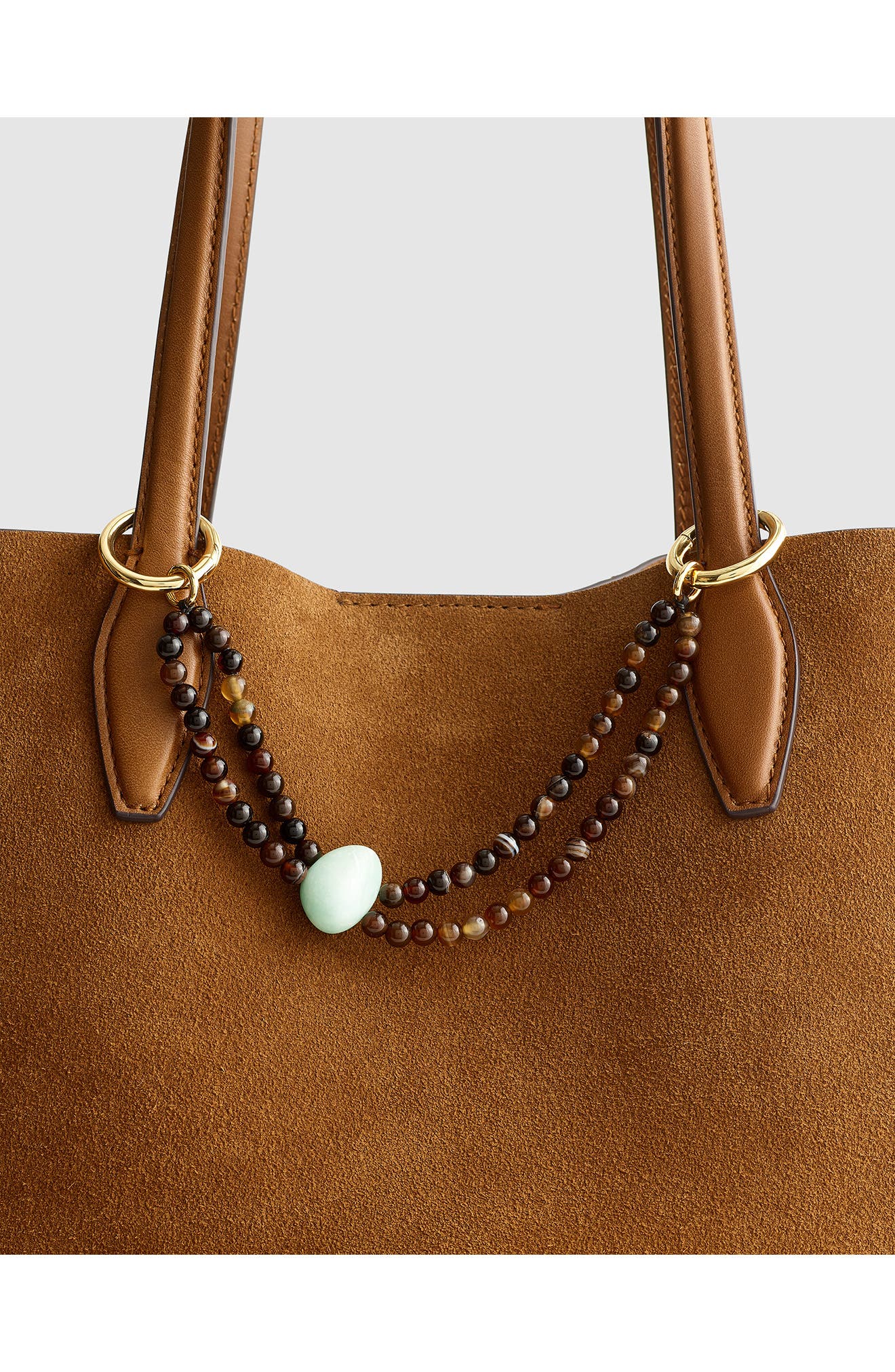 Madewell Double Strand Beaded Bag Charm, Alternate, color, Brown/ Teal/ Antique Gold