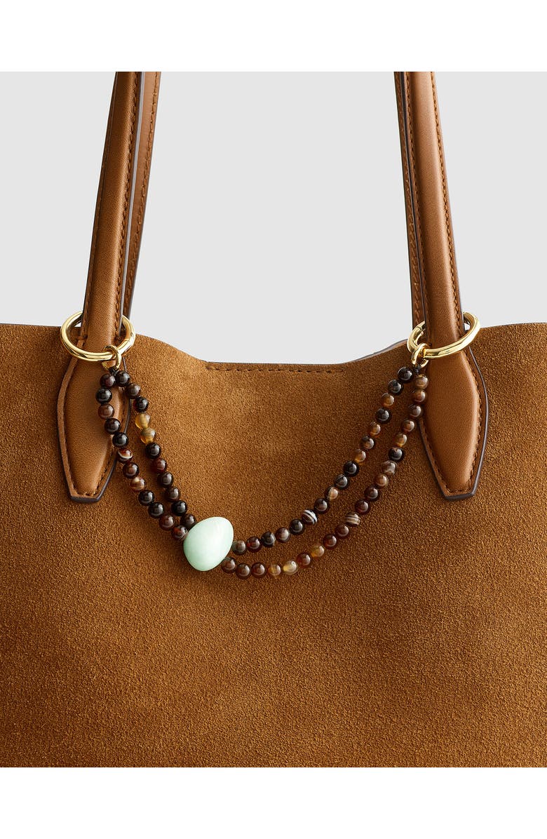 Madewell Double Strand Beaded Bag Charm, Alternate, color, Brown/ Teal/ Antique Gold