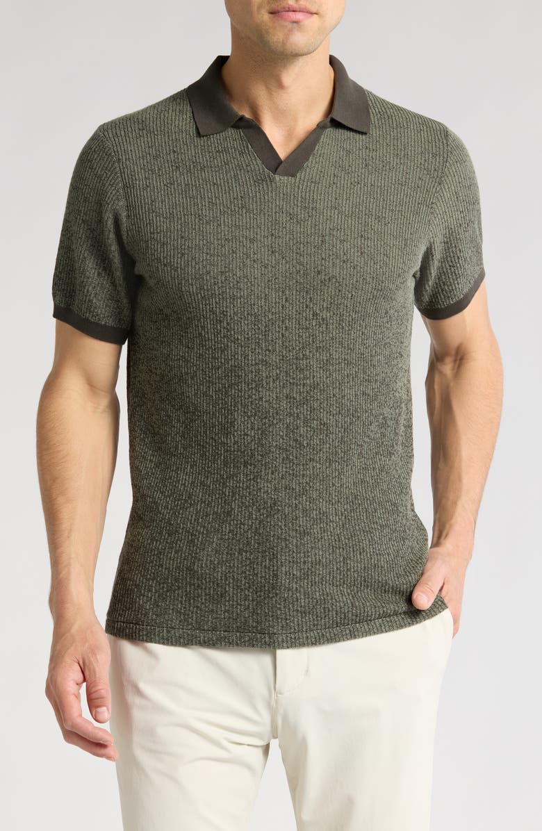 Robert Barakett Mission Hill Ombré Johnny Collar Polo, Main, color, Hedge Green
