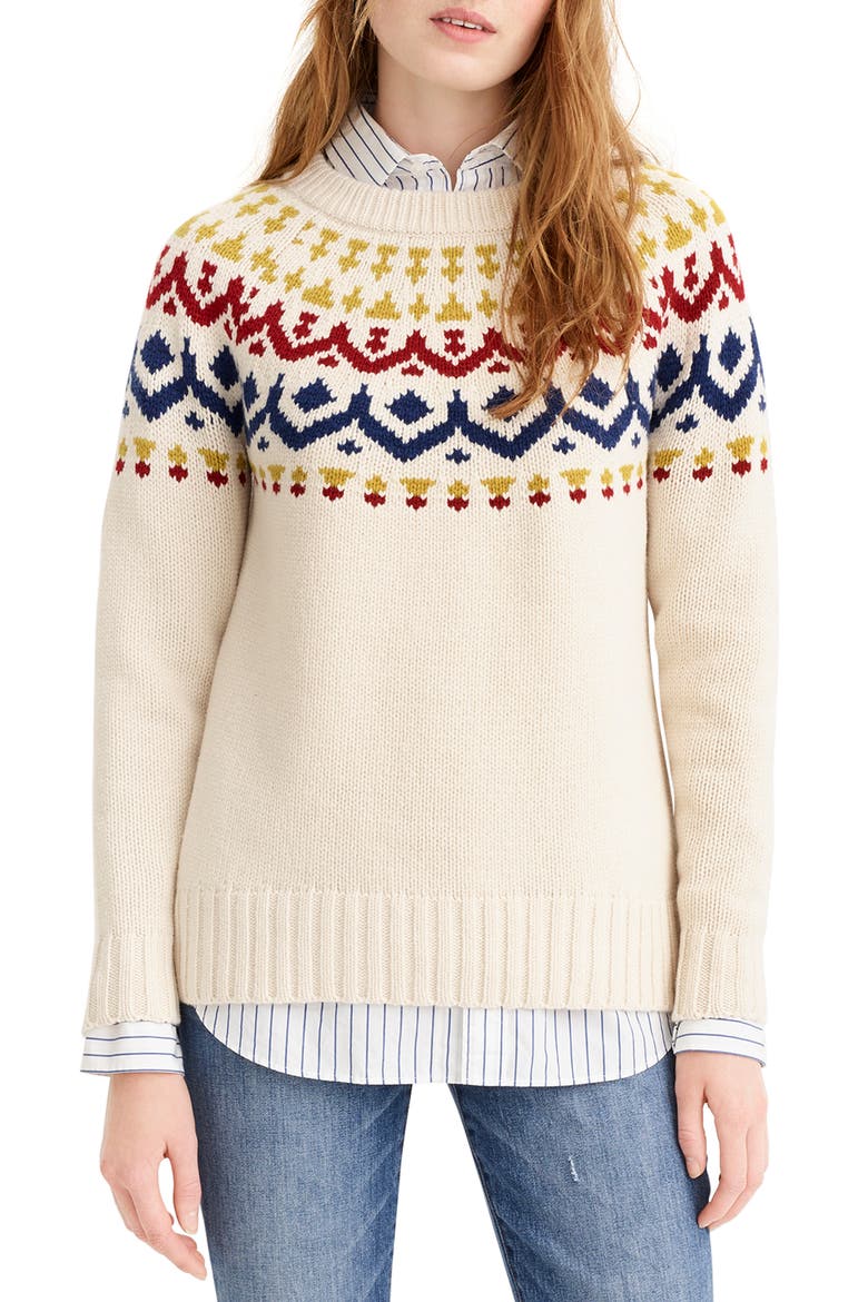 Fair Isle Sweater, Main, color, NATURAL MULTI