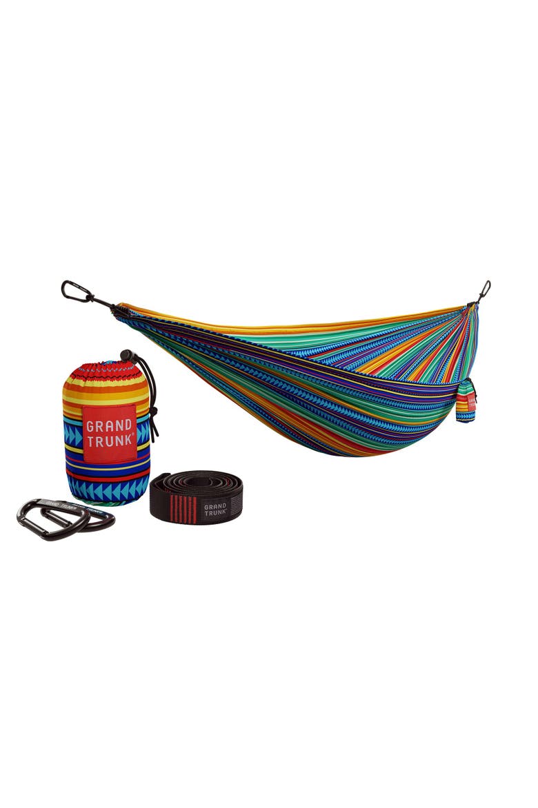 Double Deluxe Parachute Nylon Hammock w/Straps, Main, color, Cabo Print