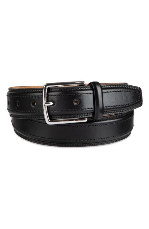 Cole Haan Stitched Leather Belt in Black 