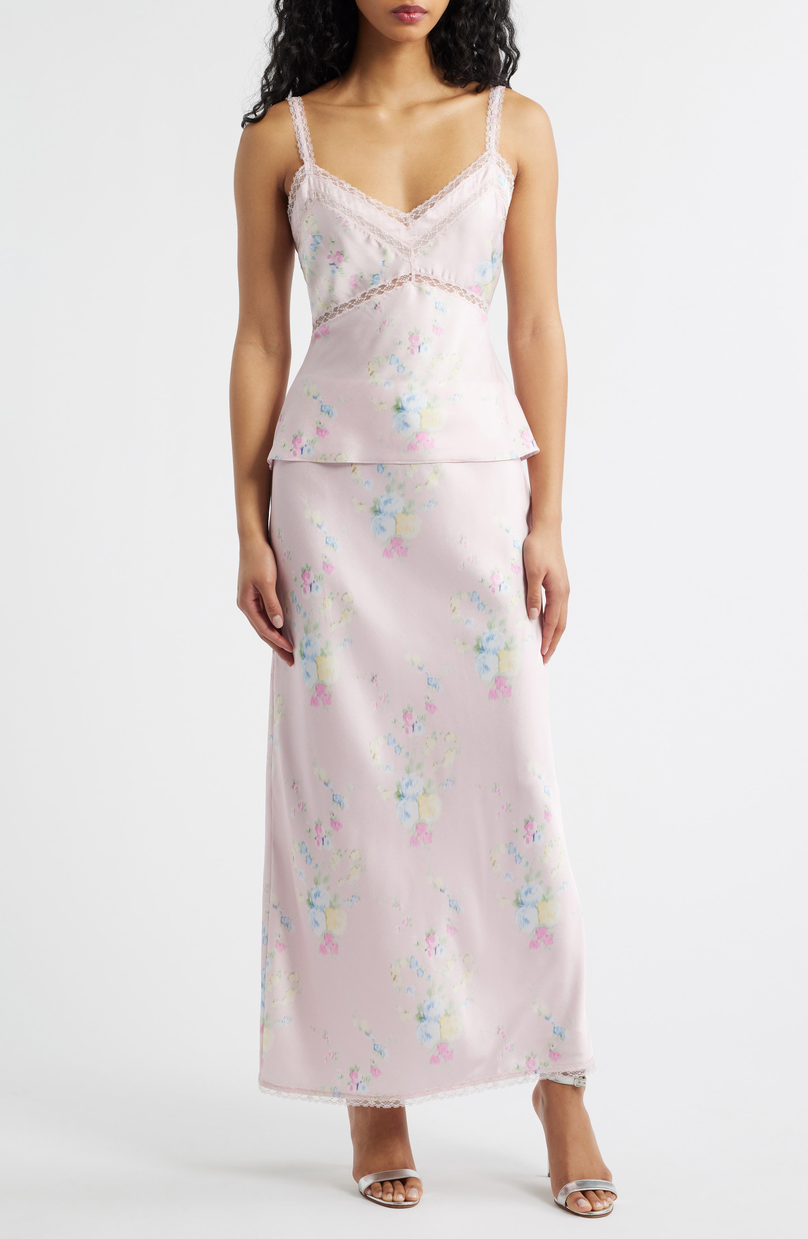Kalo Floral Satin Maxi Skirt (Women) | Nordstrom
