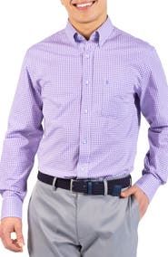 TailorByrd Gingham Stretch Cotton Button-Up Shirt