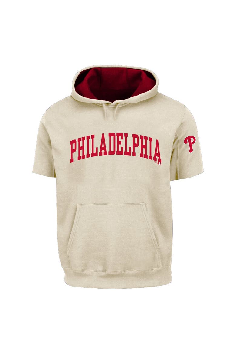 Men's Fanatics  Cream/Red Philadelphia Phillies Big & Tall Contrast Short Sleeve Hoodie, Alternate, color, Cream