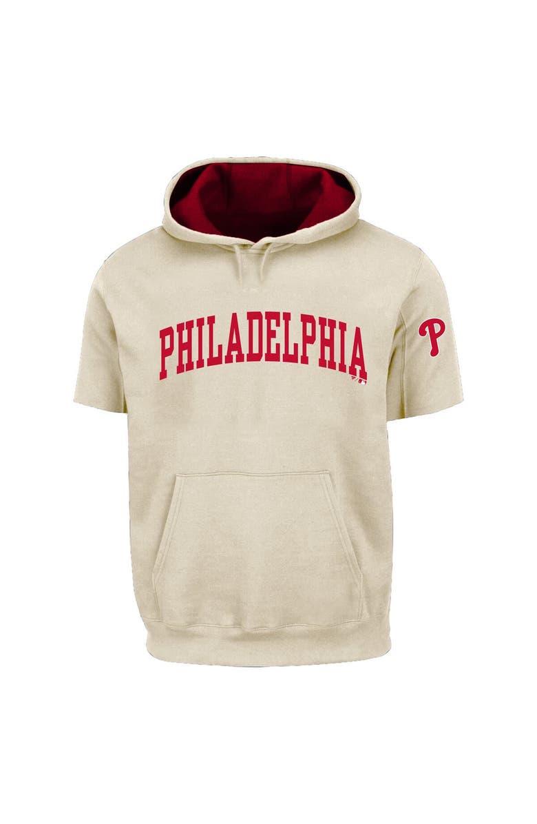 FANATICS Men's Fanatics Cream/Red Philadelphia Phillies Big & Tall Contrast Short Sleeve Hoodie, Alternate, color, Cream