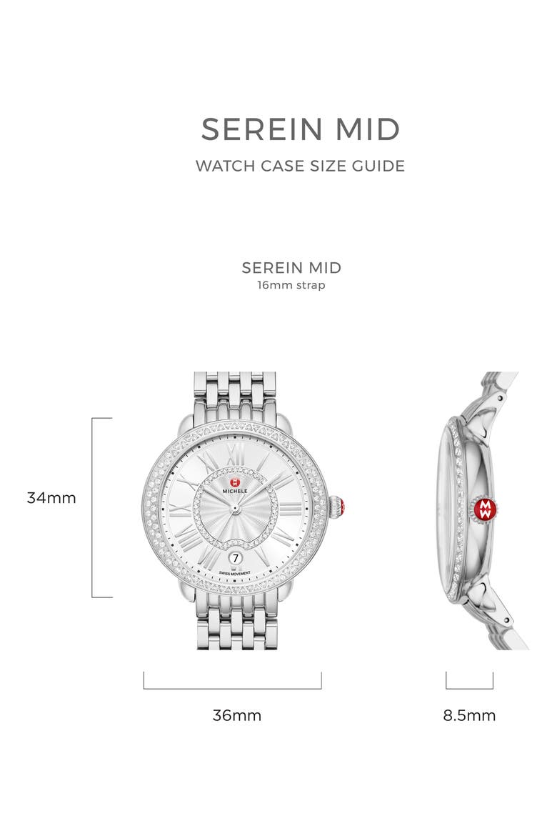 Serein Mid Diamond Watch Head & Bracelet, 36mm x 34mm, Alternate, color, SILVER
