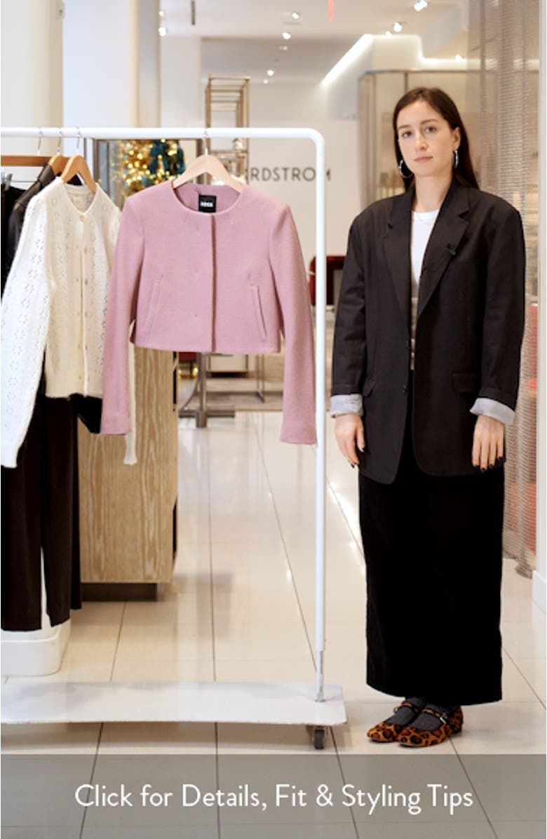 Jicena Mixed Media Virgin Wool Crop Jacket, sales video thumbnail