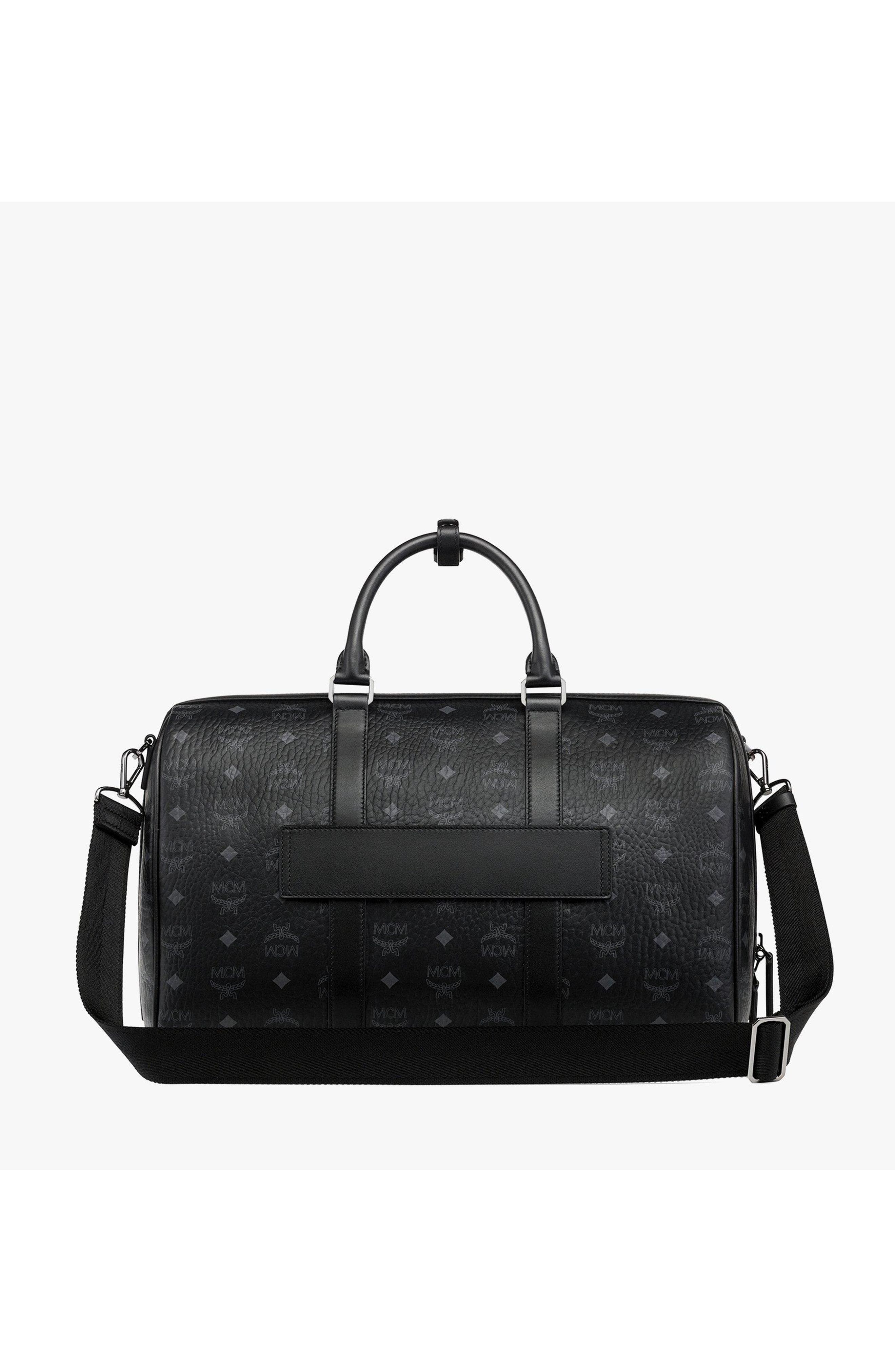 MCM Ottomar Weekender Bag in Visetos, Alternate, color, Black