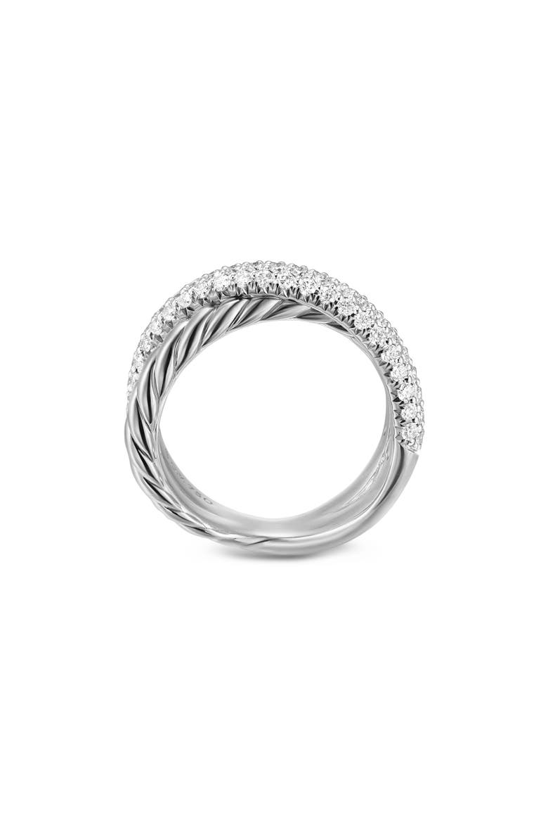 Crossover Two-Row Ring in Sterling Silver with Diamonds, 7.5mm, Alternate, color, STERLING SILVER