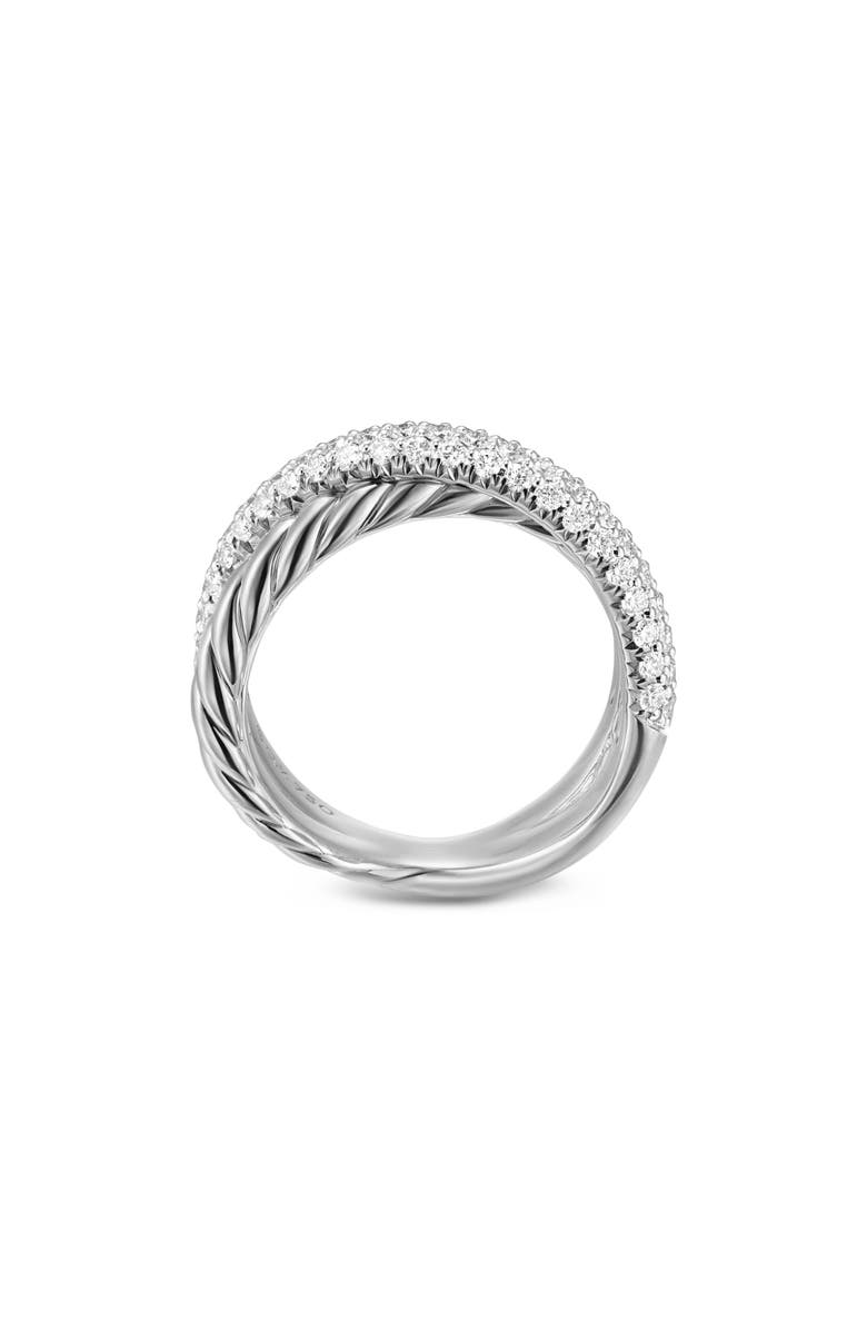 David Yurman Crossover Two-Row Ring in Sterling Silver with Diamonds, 7.5mm, Alternate, color, Sterling Silver