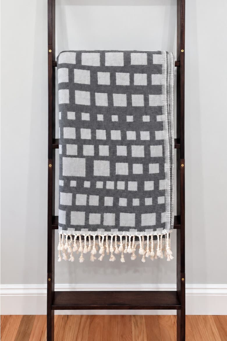 Cubist Reversible Organic Cotton Throw Blanket, Alternate, color, Grey