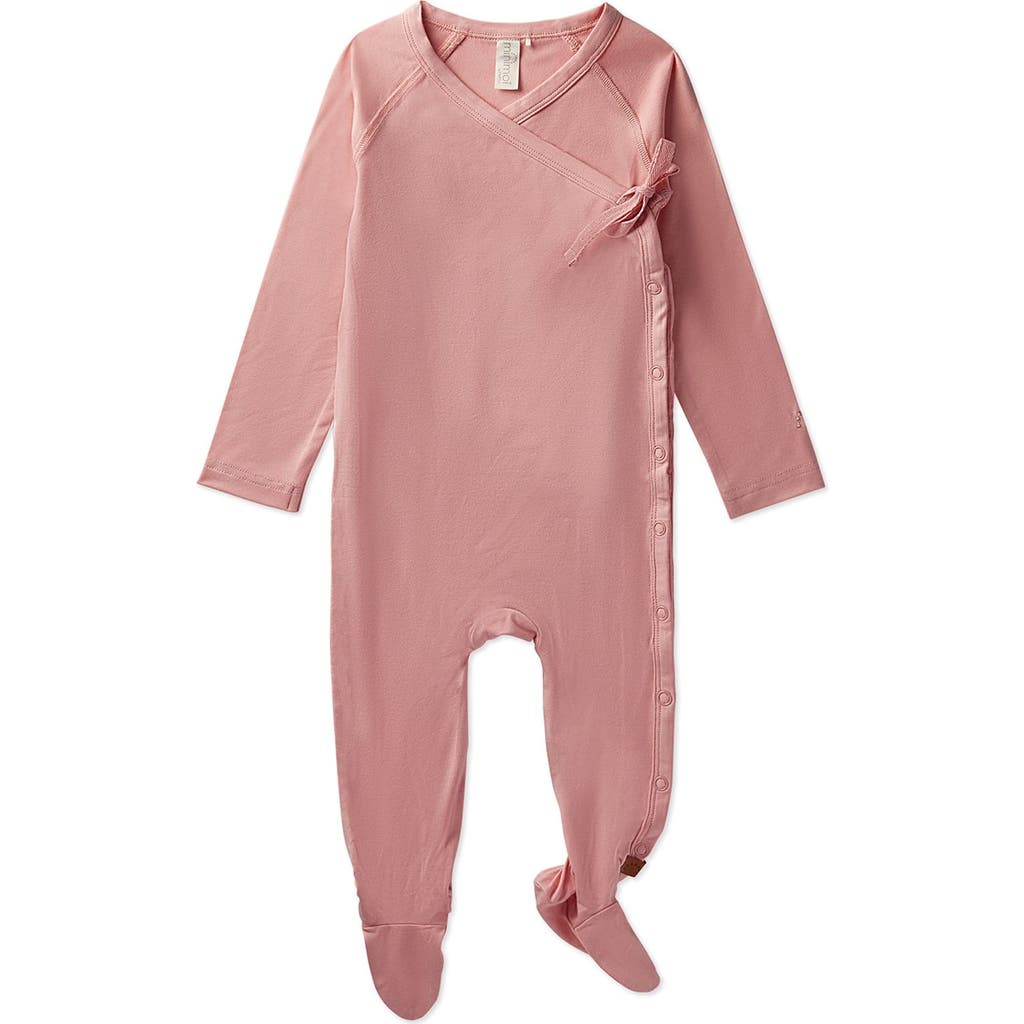 Minimoi Kids Crossover-neckline Stretch Modal Footie In Pink
