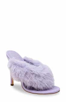 Post Toe Faux Fur Stiletto Sandal