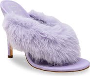 CHASE AND CHLOE Post Toe Faux Fur Stiletto Sandal