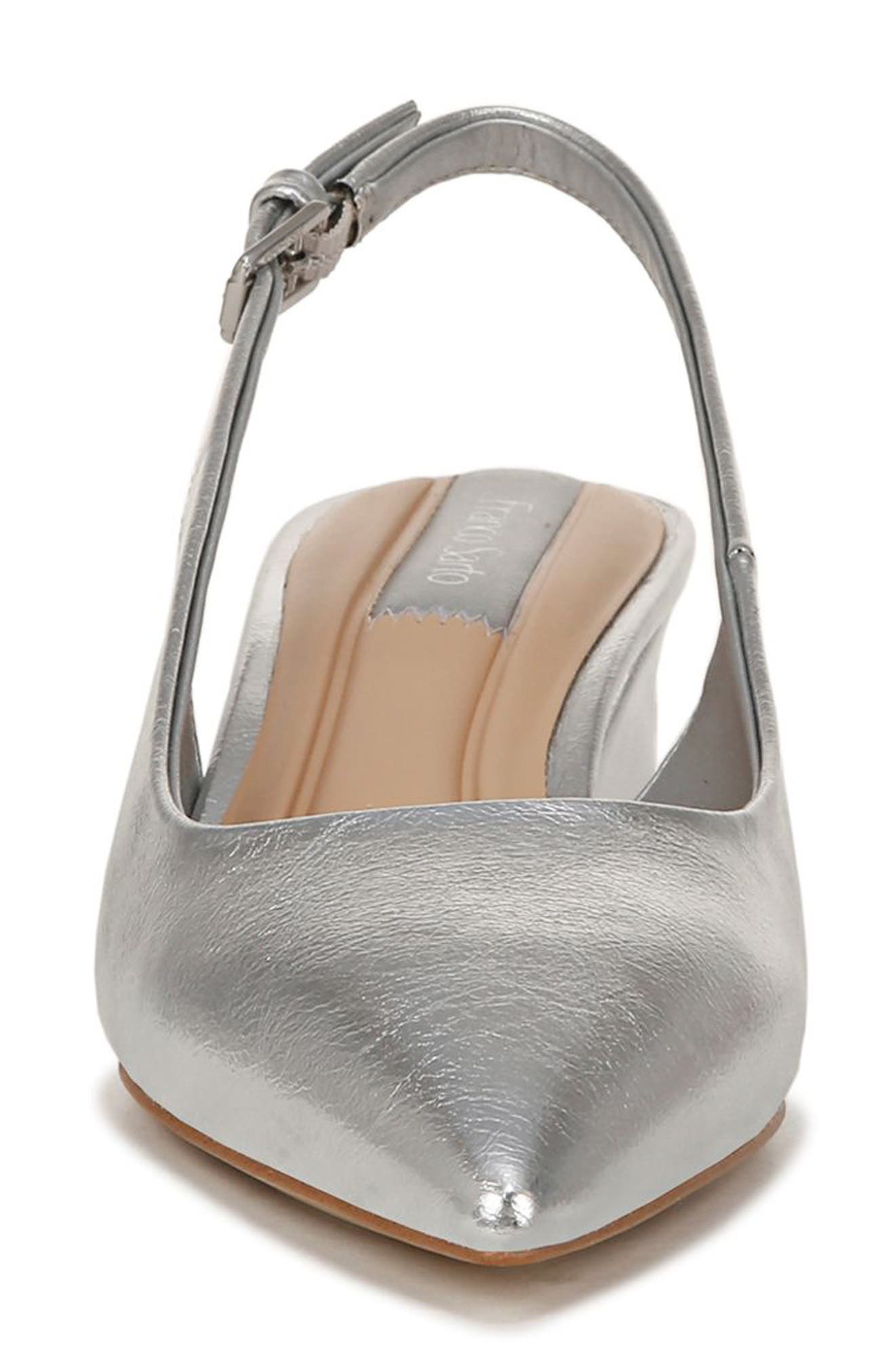 Racer Slingback Pointed Toe Pump, Alternate, color, SILVER