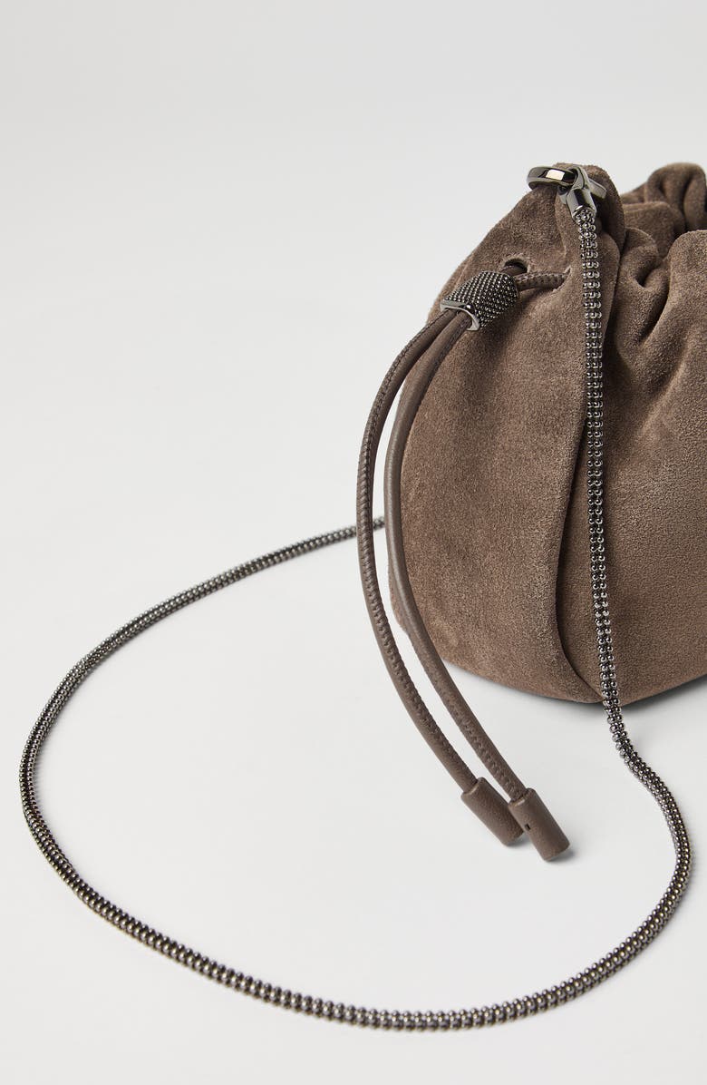 Brunello Cucinelli Suede mini Mellow Bucket bag, Alternate, color,