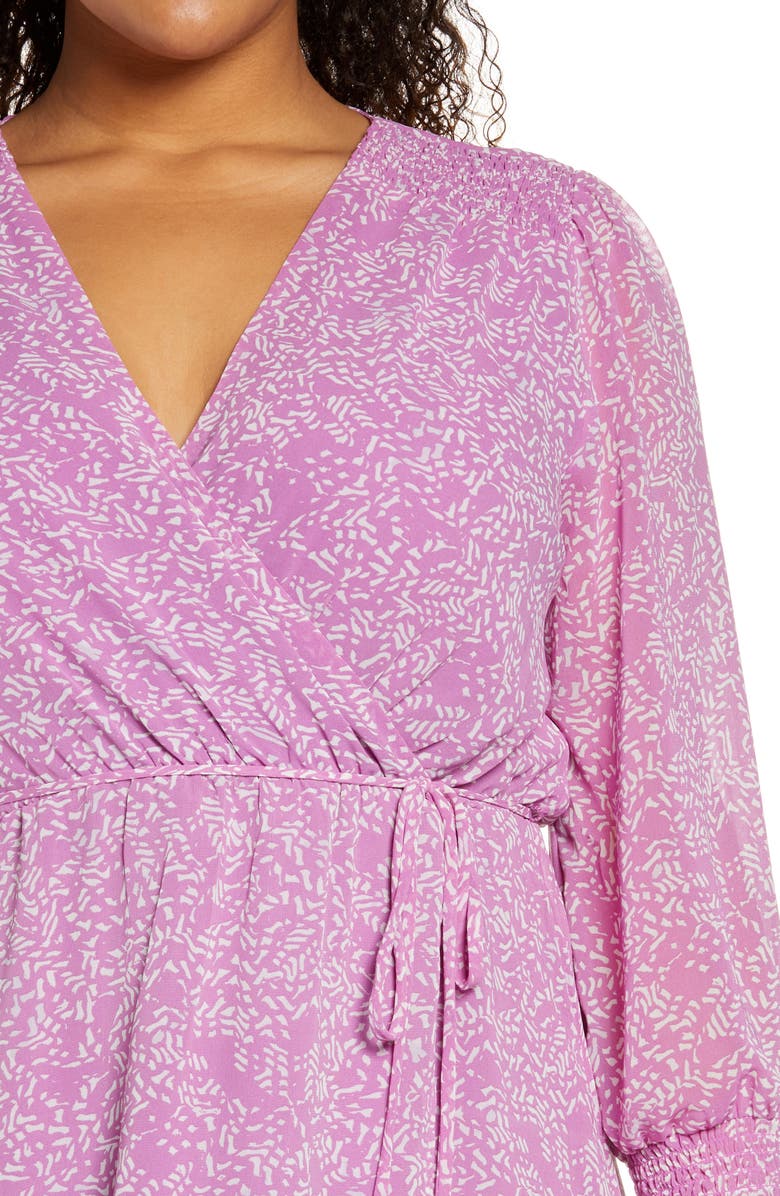 Halogen<sup>®</sup> Wrap Front Long Sleeve Midi Dress, Alternate, color, 