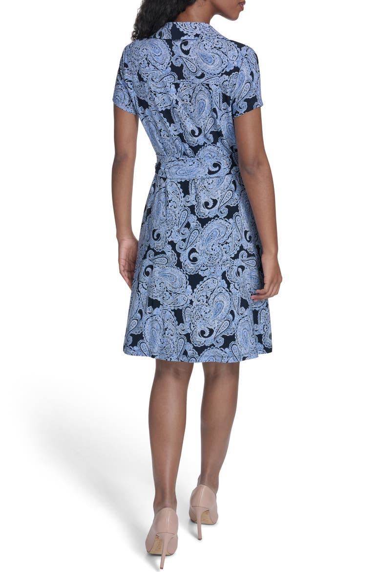 Floral Jersey Shirtdress, Alternate, color, SKY CAPTAIN/ MARINA BLUE