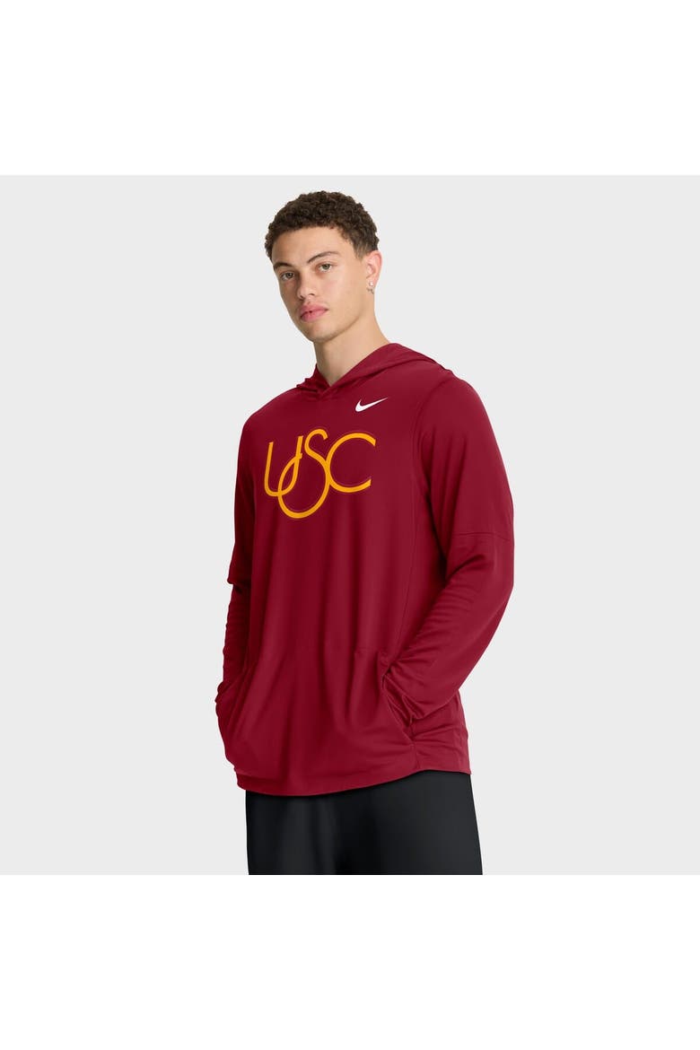 Men's Nike Cardinal USC Trojans 2025 Sideline Performance Long Sleeve Hoodie T-Shirt, Main, color, Cardinal