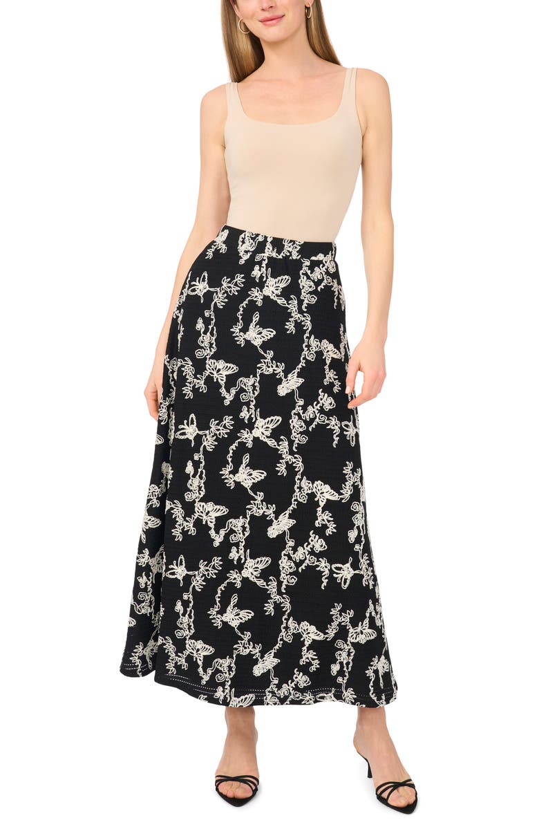 Vince Camuto Embroidered Floral A-Line Maxi Skirt, Alternate, color, 