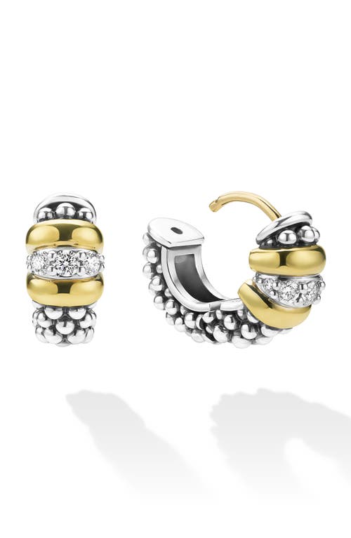Lagos Signature Caviar Diamond Huggie Hoop Earrings In Metallic