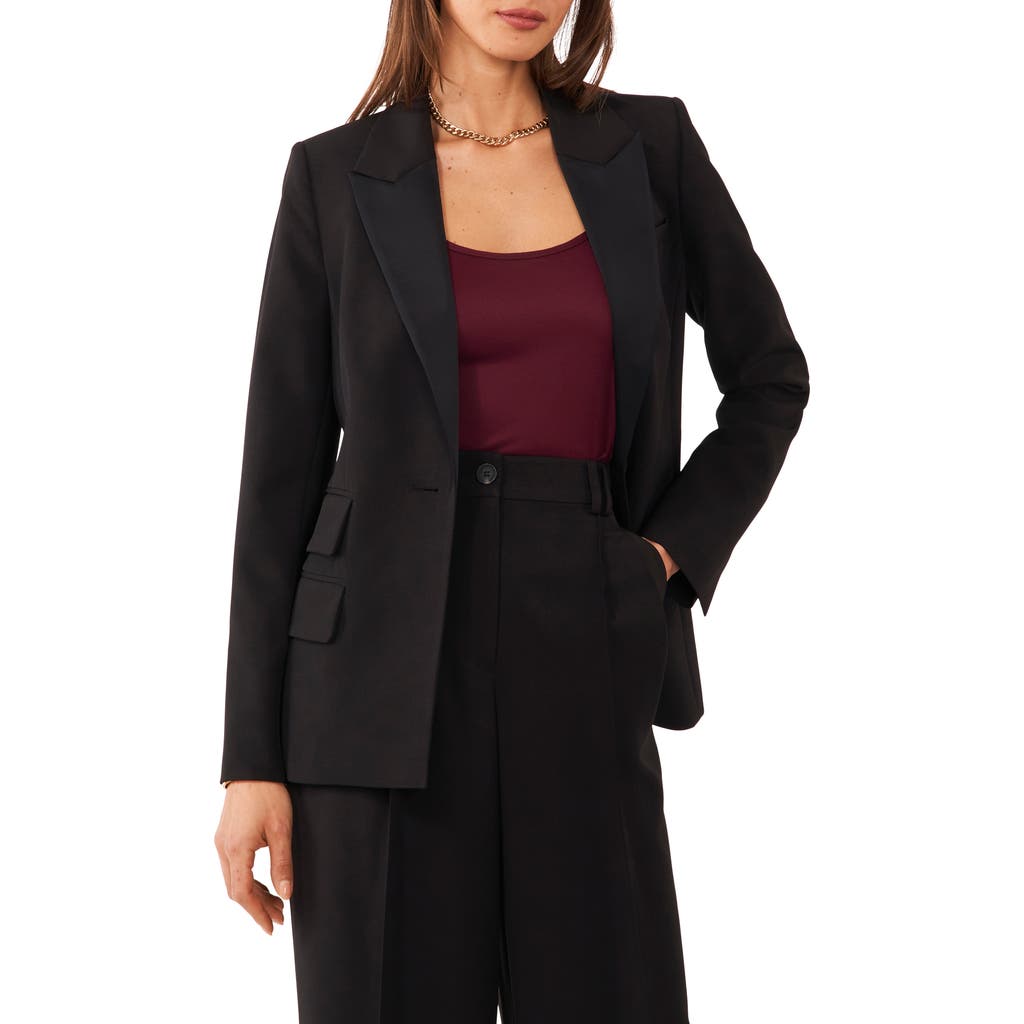 1.state Women's Straight-fit One-button Tuxedo Blazer In Rich Black