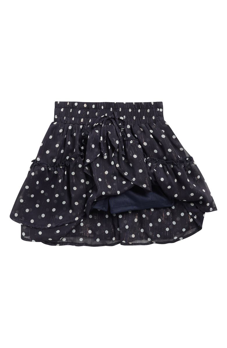 Walking on Sunshine Kids' Ruffle Detail Skirt, Alternate, color, Navy Ivory Dot