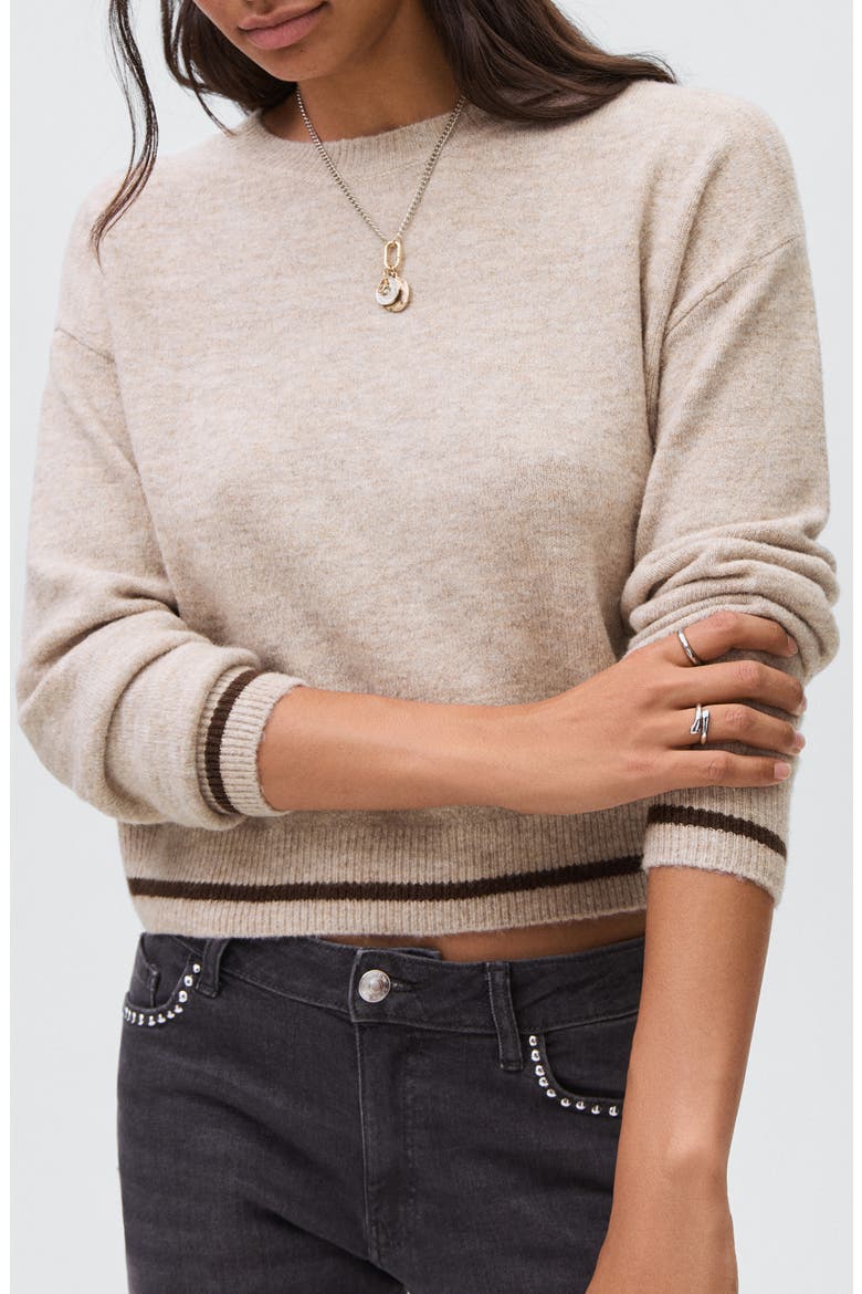 Tiger Stripe Sweater, Main, color, PINK BEIGE