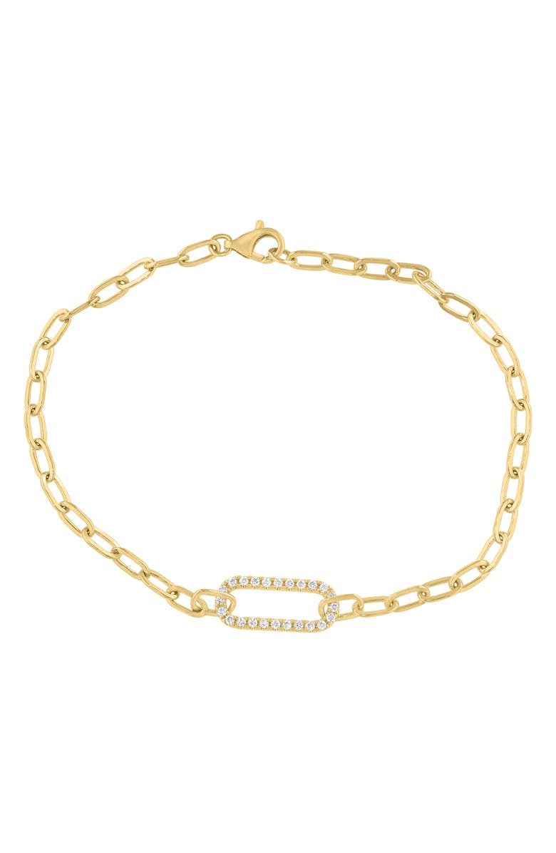 EFFY Diamond Link Paper Clip Chain Bracelet, Main, color, Gold