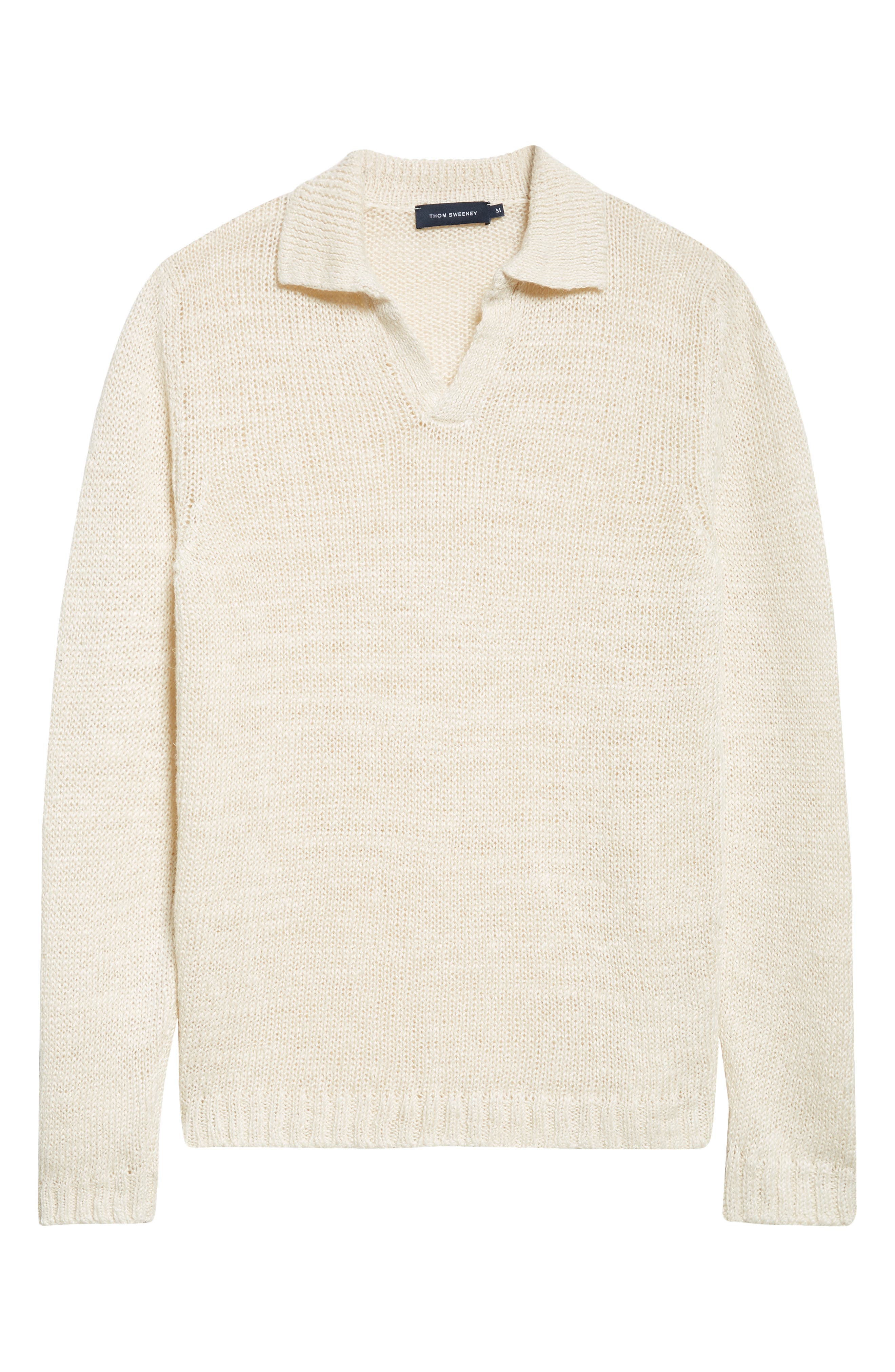 Thom Sweeney Skipper Wide Gauge Linen Blend Polo Sweater (Men