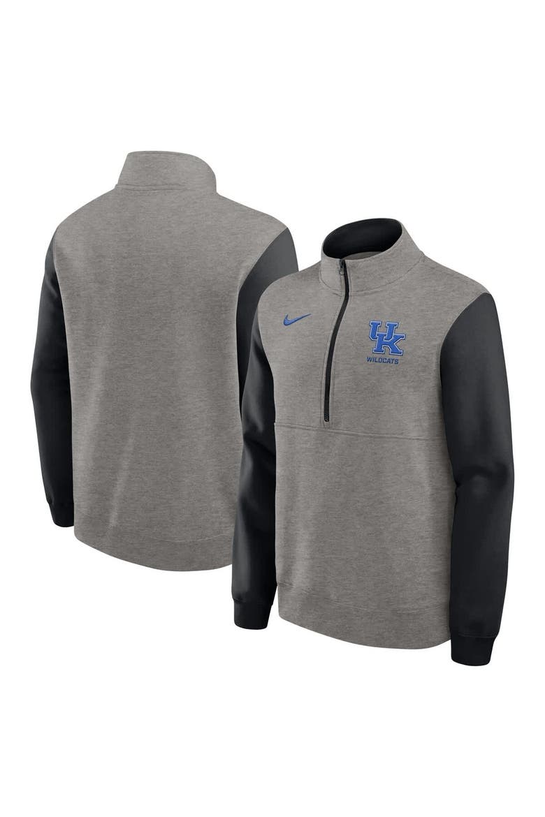 Men's Nike Heather Gray/Black Kentucky Wildcats Club Fleece Half-Zip Pullover, Main, color, Heather Gray