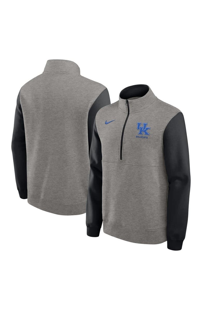 Nike Men's Nike Heather Gray/Black Kentucky Wildcats Club Fleece Half-Zip Pullover, Main, color, Heather Gray