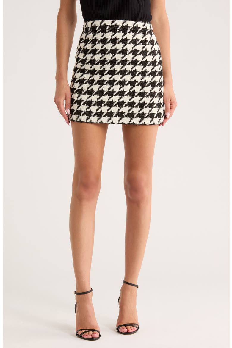 Marseille Houndstooth Miniskirt, Main, color, ECRU/ BLACK/ GOLD HOUNDSTOOTH