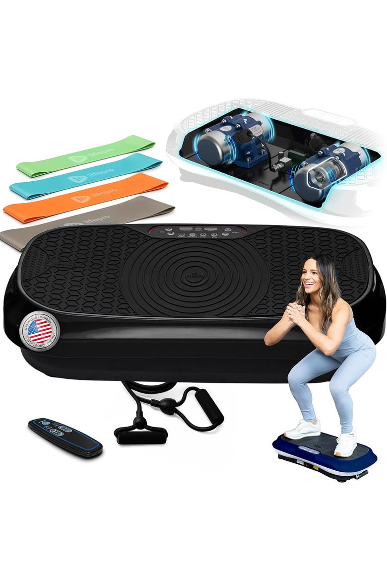 Waver Mini Vibration Plate Exercise Machine for Muscle Toning & Recovery, Main, color, Black
