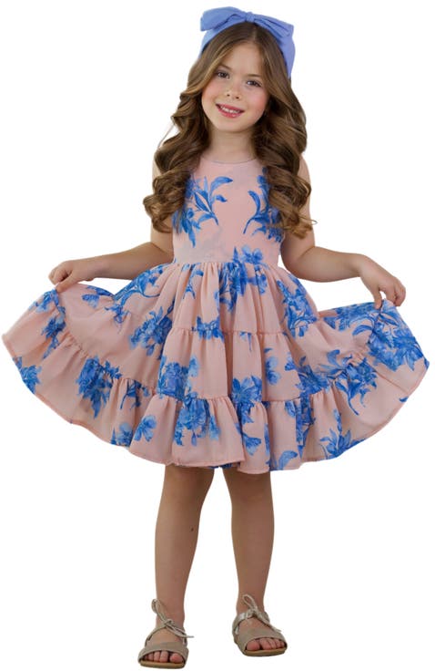 Girls Boho Blossom Floral Print Tank Tiered Dress (Toddler, Little Kid & Big Kid)