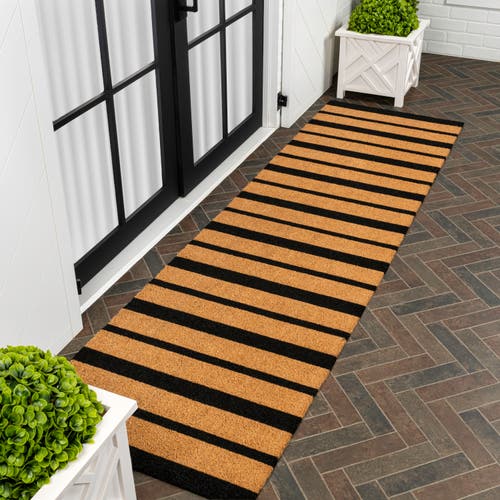 Jonathan Y Peater Classic Casual Commerical Natural Coir Mat Indoor/outdoor In Black