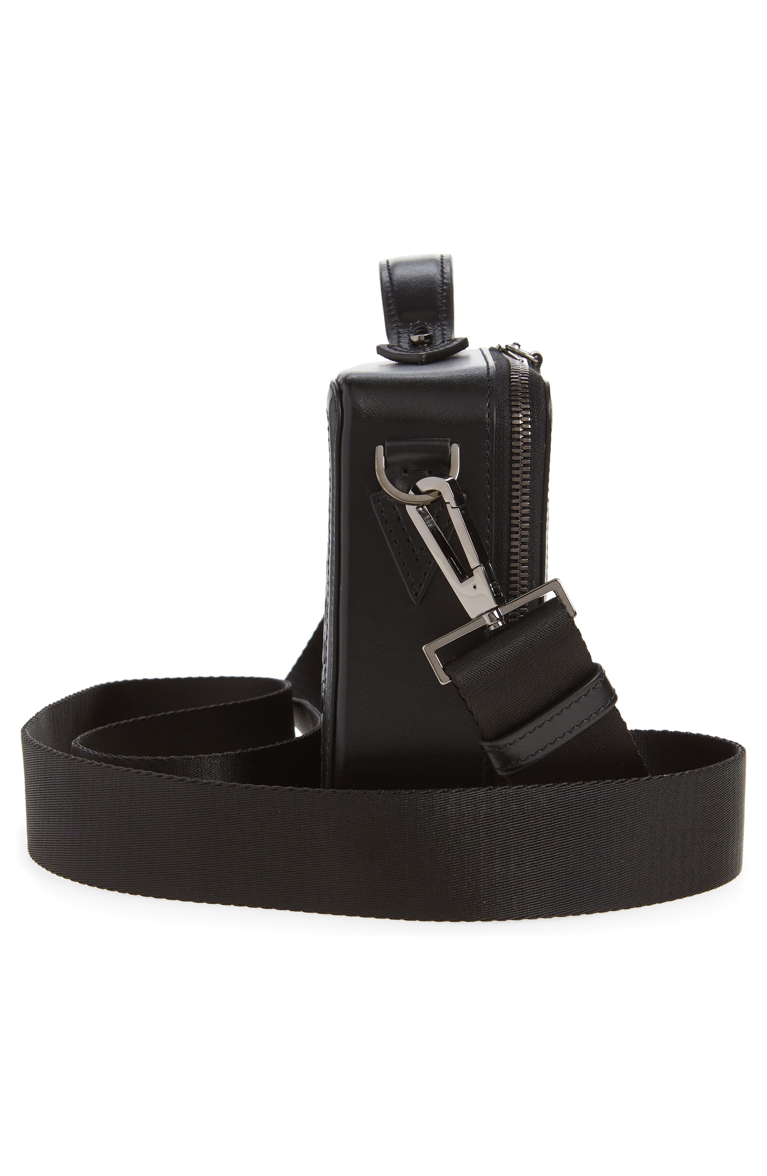 Versace Barocco Embossed Leather Messenger Bag, Alternate, color, 