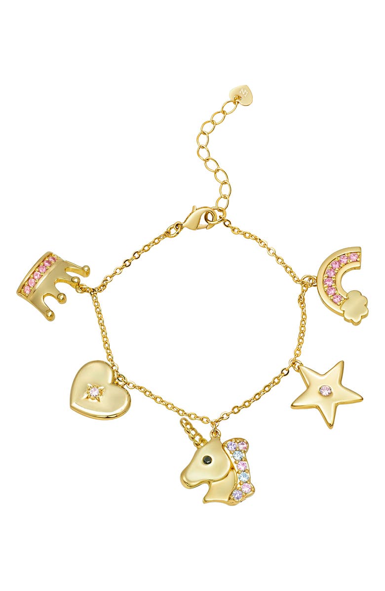 Lily Nily Kids' Magical Enamel & Cubic Zirconia Charm Bracelet, Main, color, Gold