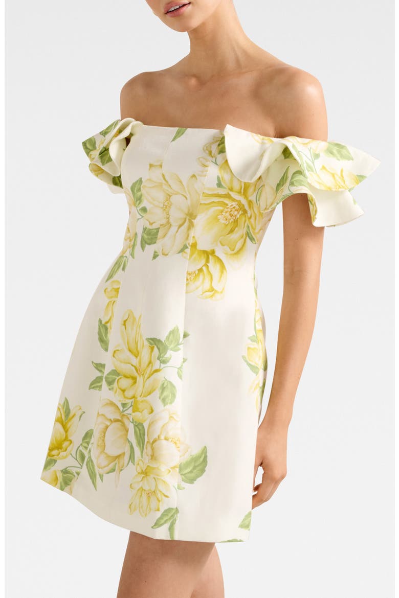 Kenzie Floral Off the Shoulder Linen Blend Minidress, Alternate, color, VILLA FLORAL