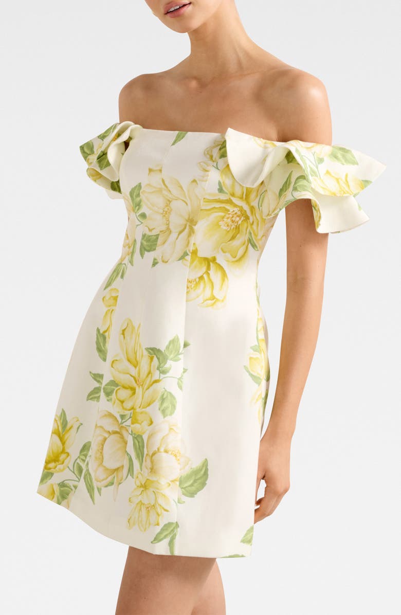 Ever New Kenzie Floral Off the Shoulder Linen Blend Minidress, Alternate, color, Villa Floral