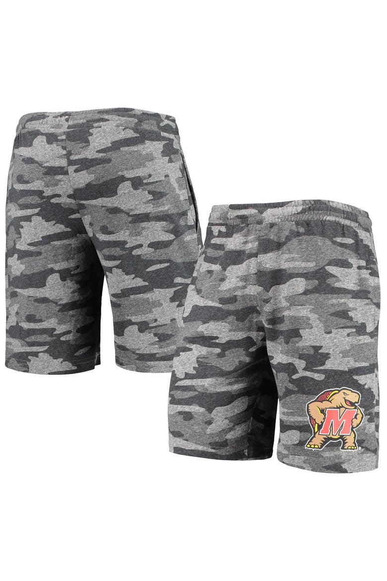 Men's Concepts Sport Charcoal/Gray Maryland Terrapins Camo Backup Terry Jam Lounge Shorts, Main, color, Charcoal