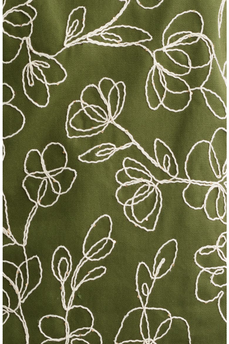 Floral Embroidered Sheath Minidress, Alternate, color, AGAVE