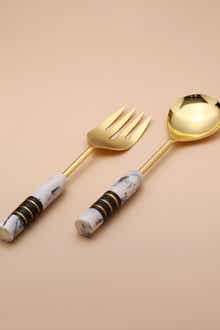 Tiramisu Gold Plated Metal & Resin Salad Server 2-Piece Set