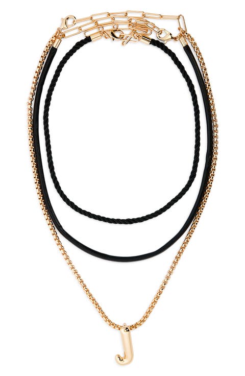 Set of 3 Interchangeable Initial Pendant Necklaces