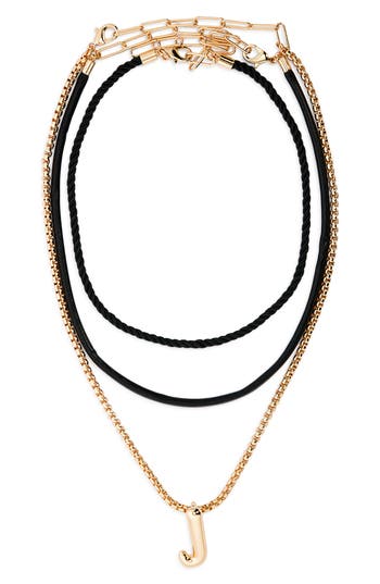 Open Edit Set Of 3 Interchangeable Initial Pendant Necklaces In Multi