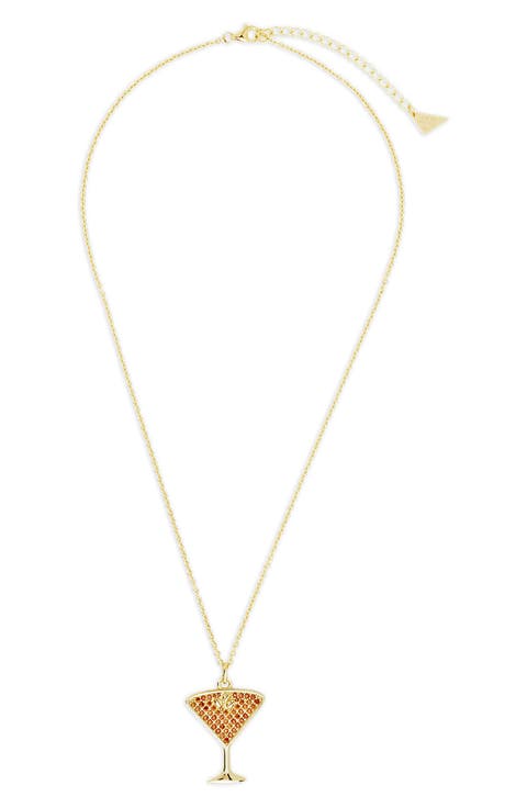 Pavé Cubic Zirconia Espresso Martini Pendant Necklace