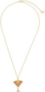 Sterling Forever Pavé Cubic Zirconia Espresso Martini Pendant Necklace