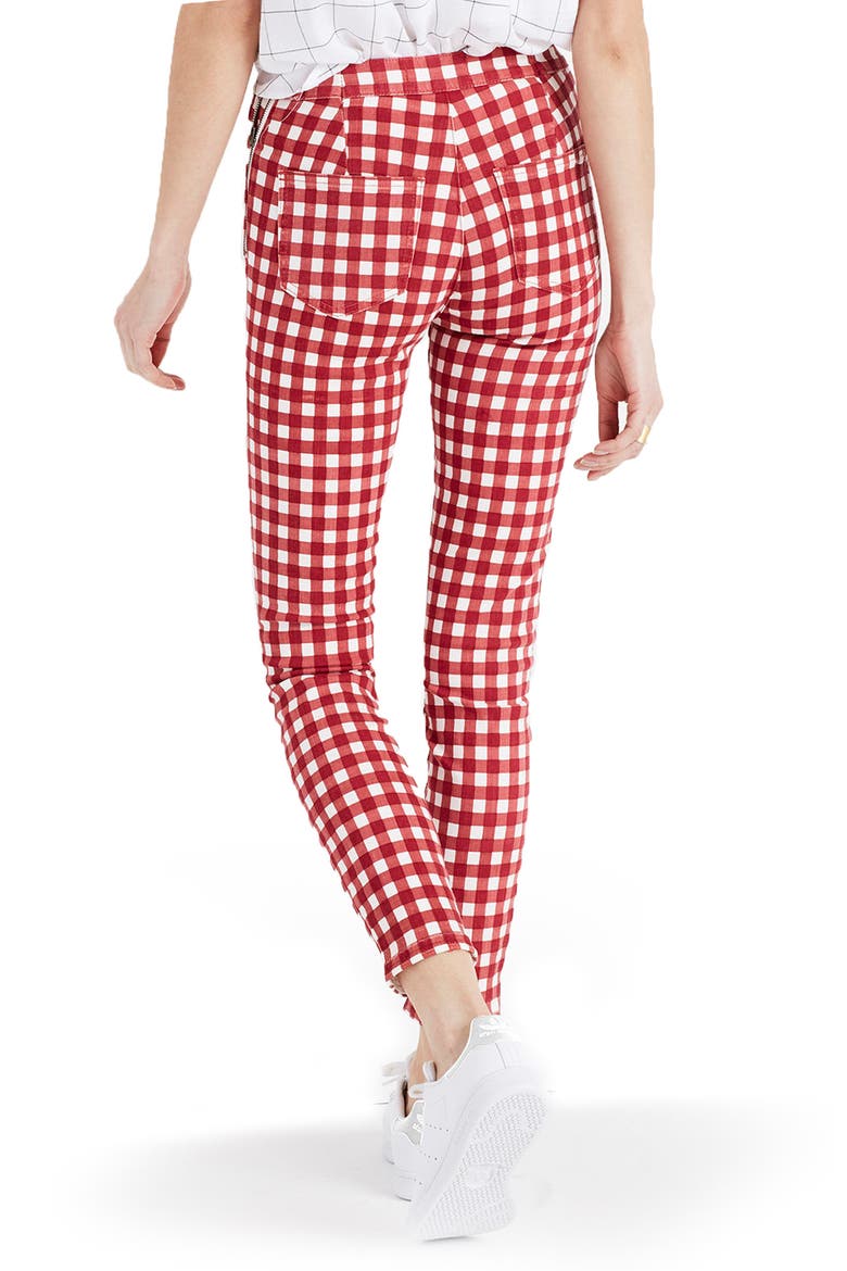 High Riser Gingham Crop Skinny Pants, Alternate, color, GINGHAM PRINT